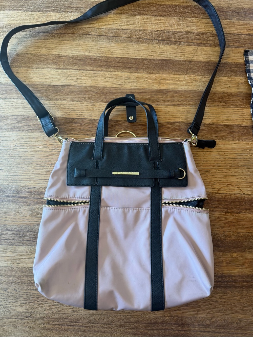 Steve Madden Women’s Black & Blush Convertible Shoulder Bag